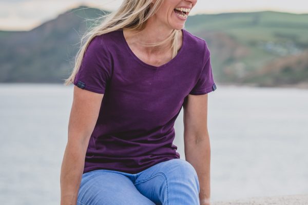 Touch of Tweed - organic cotton purple t-shirt - Dorset