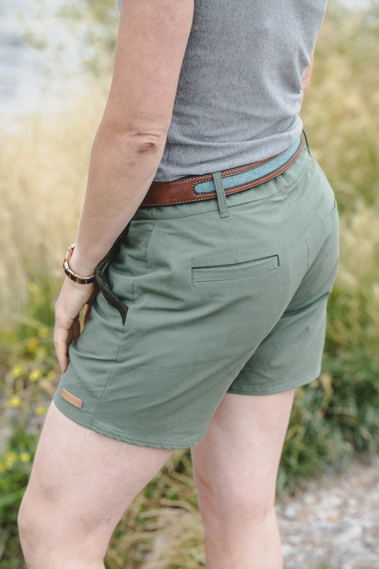 Touch of Tweed - Khaki Green Hemp Shorts- Dorset
